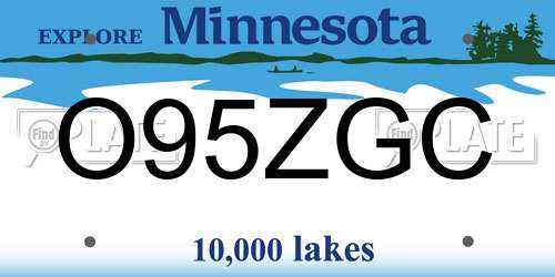 O95ZGC Minnesota License Plate