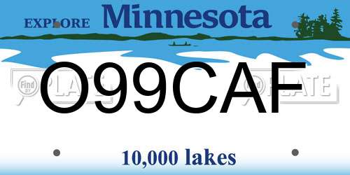 O99CAF Minnesota License Plate