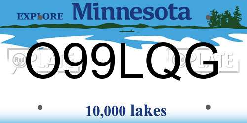 O99LQG Minnesota License Plate