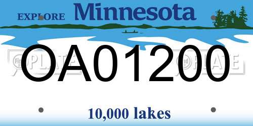 OA01200 Minnesota License Plate