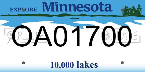 OA01700 Minnesota License Plate