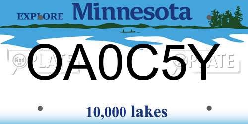 OA0C5Y Minnesota License Plate