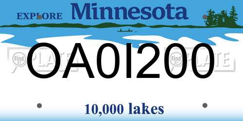 OA0I200 Minnesota License Plate