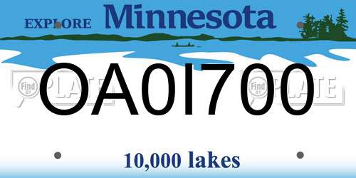 OA0I700 Minnesota License Plate