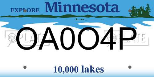 OA0O4P Minnesota License Plate