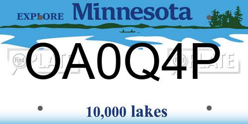 OA0Q4P Minnesota License Plate
