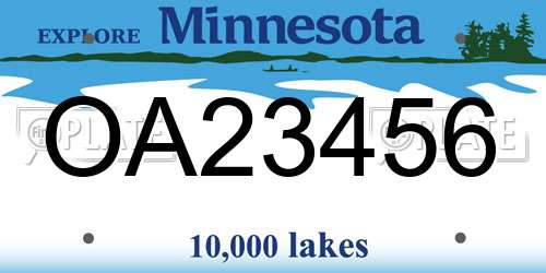 OA23456 Minnesota License Plate