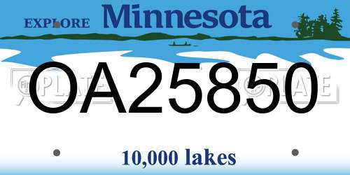 OA25850 Minnesota License Plate