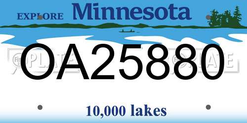 OA25880 Minnesota License Plate