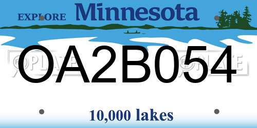 OA2B054 Minnesota License Plate