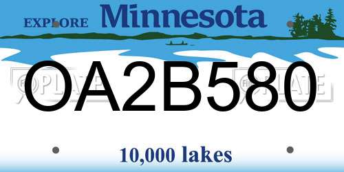 OA2B580 Minnesota License Plate