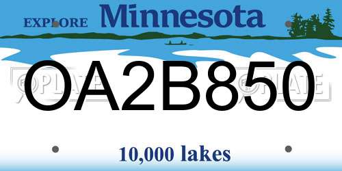 OA2B850 Minnesota License Plate