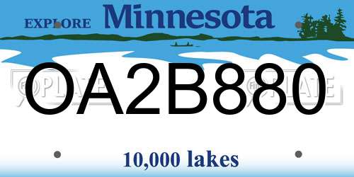 OA2B880 Minnesota License Plate