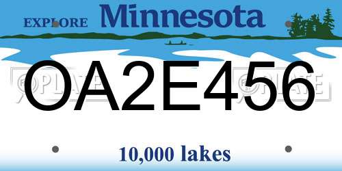 OA2E456 Minnesota License Plate