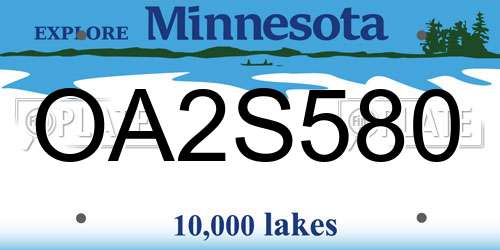 OA2S580 Minnesota License Plate