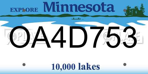 OA4D753 Minnesota License Plate