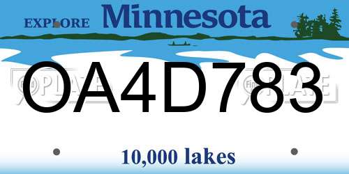 OA4D783 Minnesota License Plate