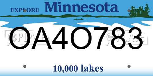 OA4O783 Minnesota License Plate