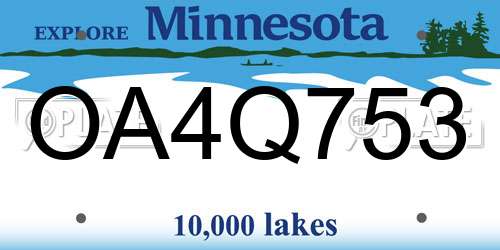 OA4Q753 Minnesota License Plate