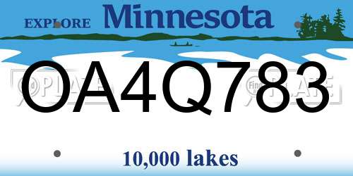 OA4Q783 Minnesota License Plate