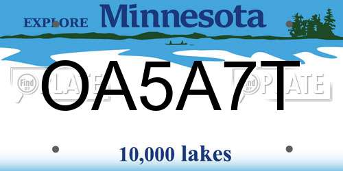 OA5A7T Minnesota License Plate