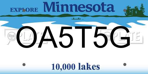 OA5T5G Minnesota License Plate