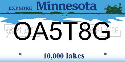 OA5T8G Minnesota License Plate