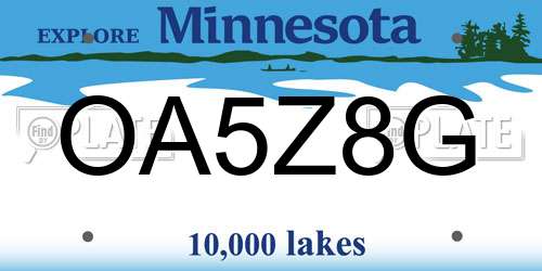 OA5Z8G Minnesota License Plate