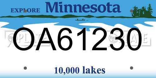 OA61230 Minnesota License Plate