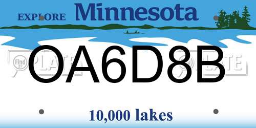 OA6D8B Minnesota License Plate