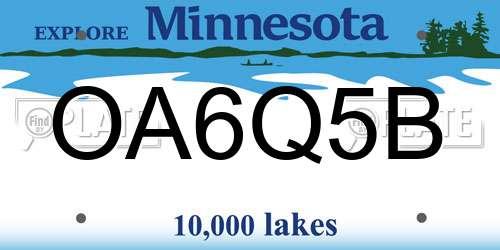 OA6Q5B Minnesota License Plate