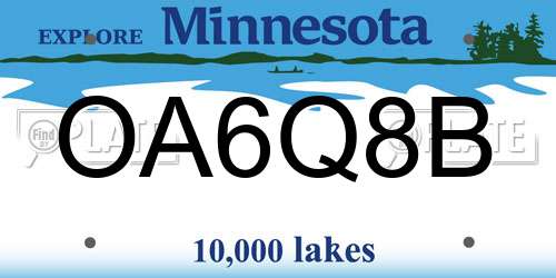 OA6Q8B Minnesota License Plate