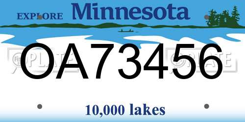 OA73456 Minnesota License Plate