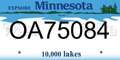 OA75084 Minnesota License Plate