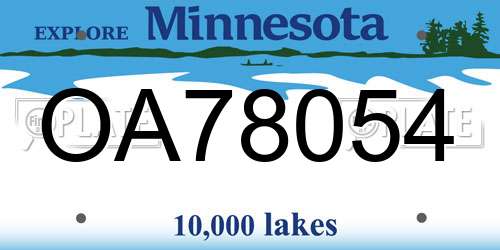 OA78054 Minnesota License Plate