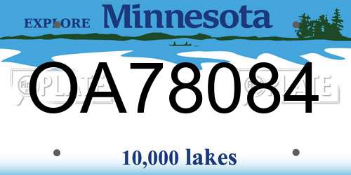 OA78084 Minnesota License Plate