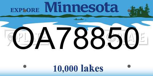OA78850 Minnesota License Plate
