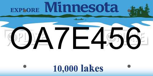 OA7E456 Minnesota License Plate