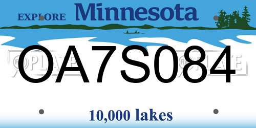 OA7S084 Minnesota License Plate