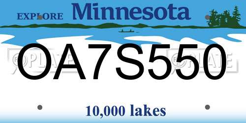 OA7S550 Minnesota License Plate