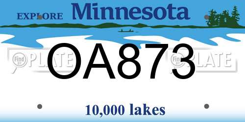 OA873 Minnesota License Plate