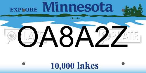 OA8A2Z Minnesota License Plate