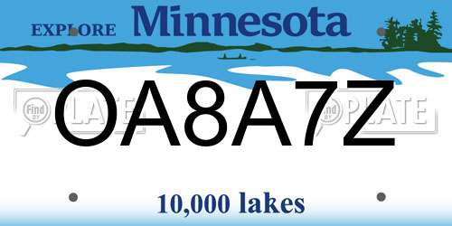 OA8A7Z Minnesota License Plate