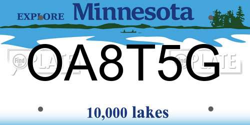 OA8T5G Minnesota License Plate