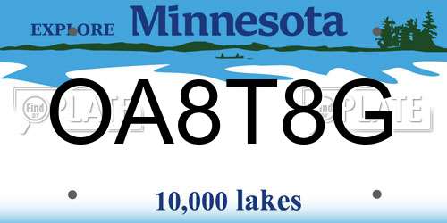 OA8T8G Minnesota License Plate