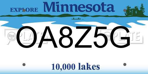 OA8Z5G Minnesota License Plate