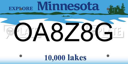OA8Z8G Minnesota License Plate