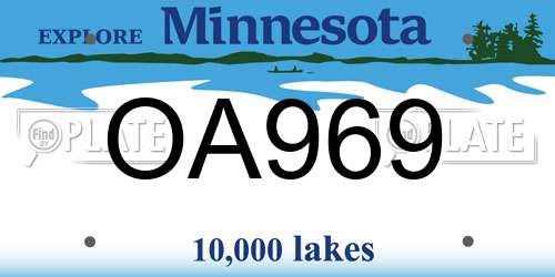 OA969 Minnesota License Plate