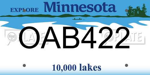 OAB422 Minnesota License Plate