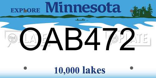 OAB472 Minnesota License Plate